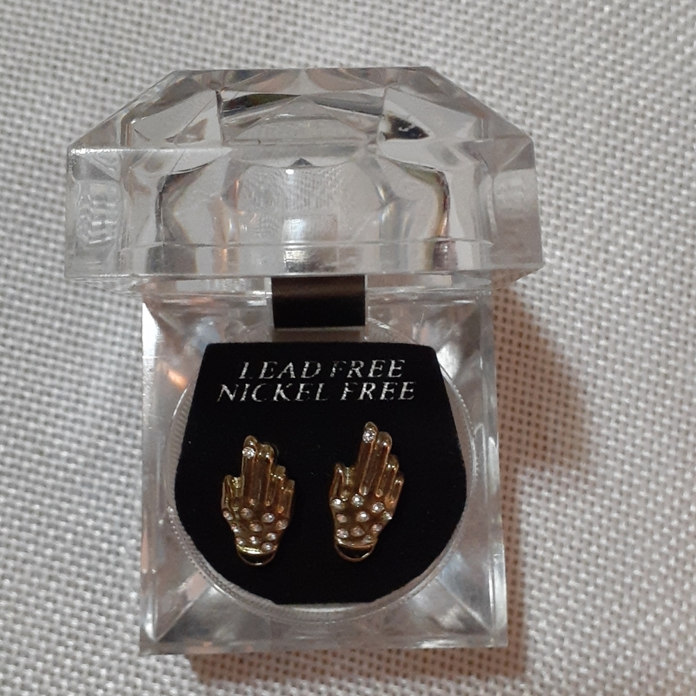 JEUNE COLETTE Goldtone Pierced Earrings With Rhinestone.